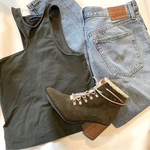 Urban Outfitters | Olive Green High Neck Racerback Tank